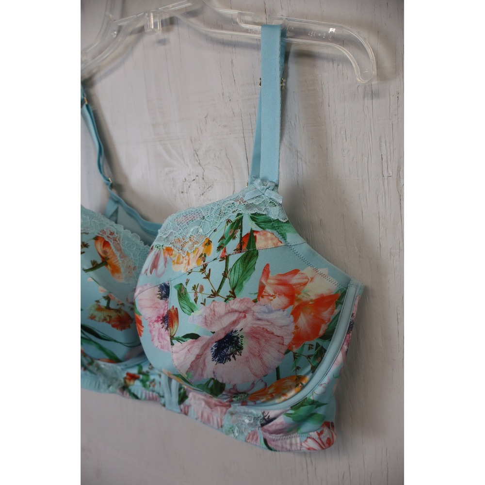 Cacique Boost Balconette Bra 44DDD Blue Floral Lace Trim Longline Underwire - Picture 8 of 8